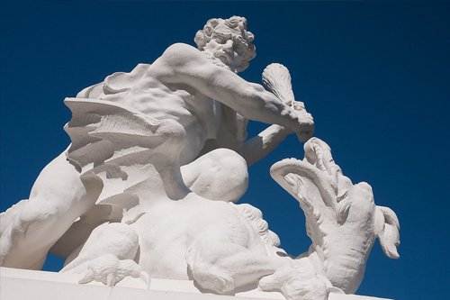 Mythology Art Marble statue of a man slaying a dragon