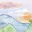 Whimsical water color painting of a landscape