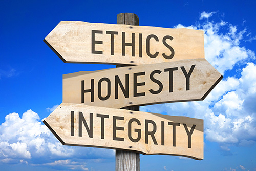 ethics roadsign Ethics road sign