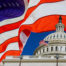 American flag behind US Capital