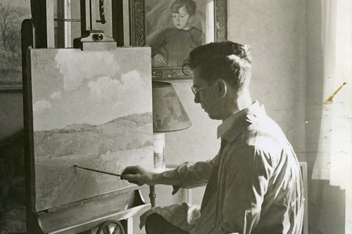 Federal Art Project Artist painting with oil paints