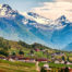 Picture of Norwegian mountains and village