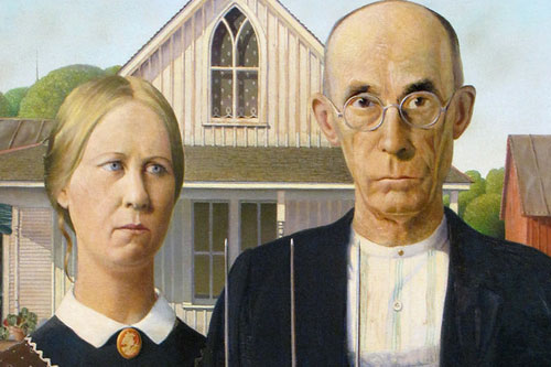 wood American Gothic by Grant Wood