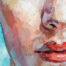 Oil painting of part of a female face