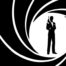 Silhouette of James Bond with black swirls surrounding him