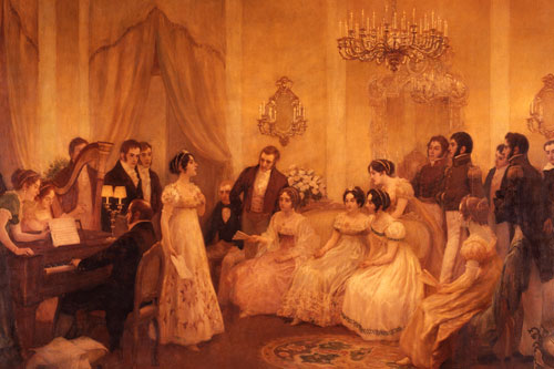 parissalon Painting of a group meeting in a Paris salon