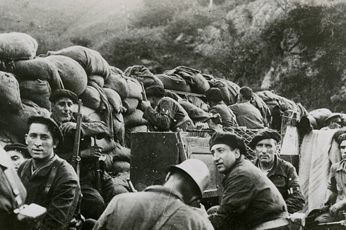 Soldiers in a trench during the Spanish civil war