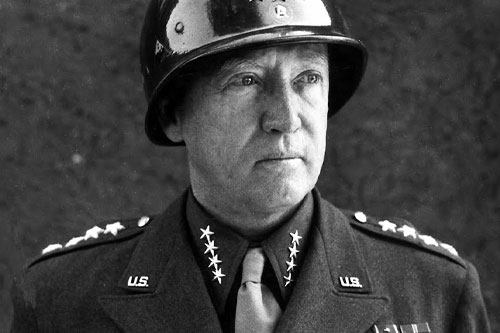 GPatton Black and white photo of general Patton wearing military garb