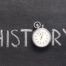 The word "History" written in all caps on a chalkboard with the "o" being an old stopwatch
