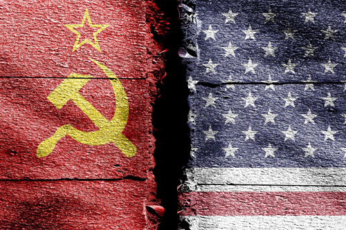 Soviet and US flags
