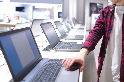 Laptops in a store