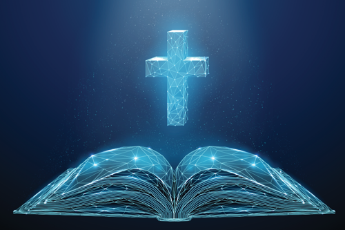 Picture of a cross and book
