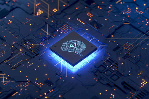 Computer chip that says "AI"