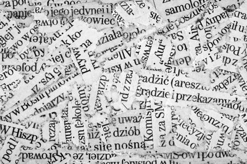 Words cut out of a book