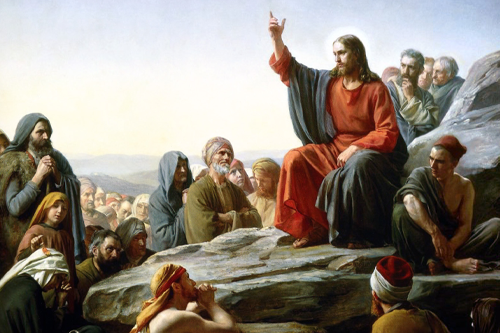 Painting of Jesus teaching his followers