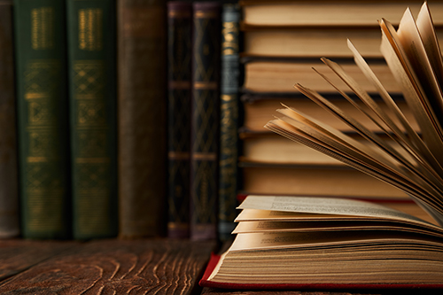 Stack of vintage books