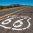 Route 66 sign painted on a road